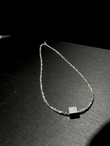 925 CUBE BLOCK SILVER BEADS NECKLACE