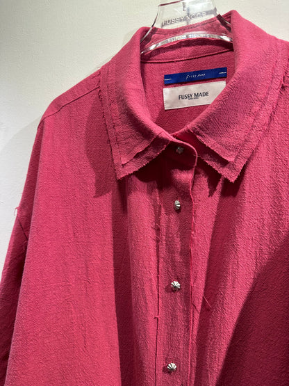 • FUSSY MADE • FRAYED EDGE PINK SHIRT
