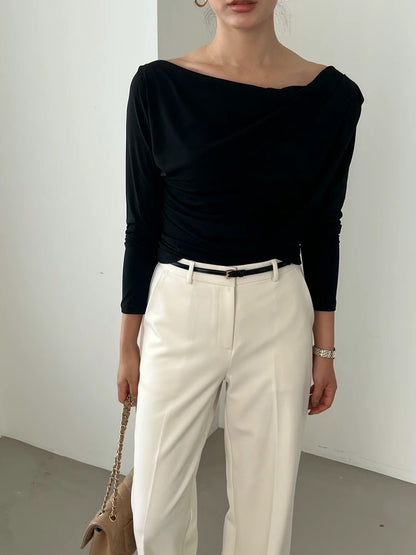 !!!EARLYBIRD SPECIAL OFFER until Sunday!!! DRAPED COLLARED LONG SLEEVES TOP