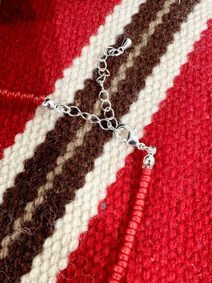925 SILVER SPACERS WITH RED SEED BEAD NECKLACE