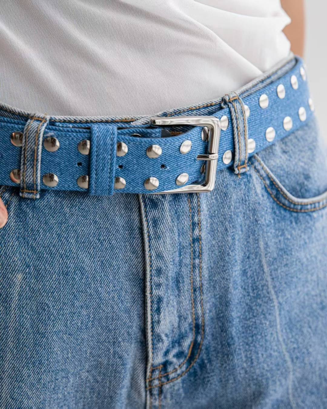 DENIM STUDS BELT