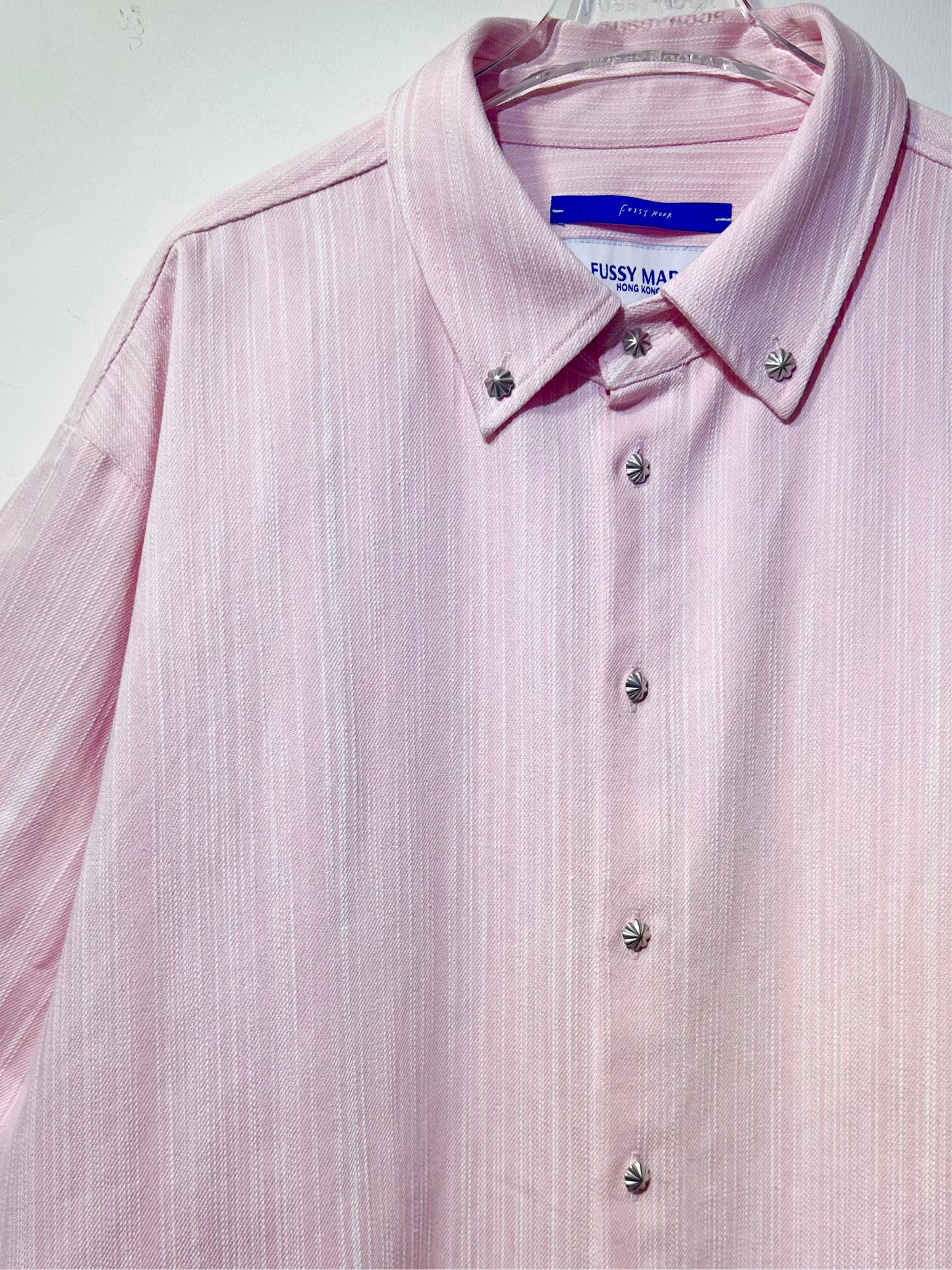 • FUSSY MADE •SWEET PINK VERTICAL STRIPE DENIM SHIRT ( LONG SLEEVES )