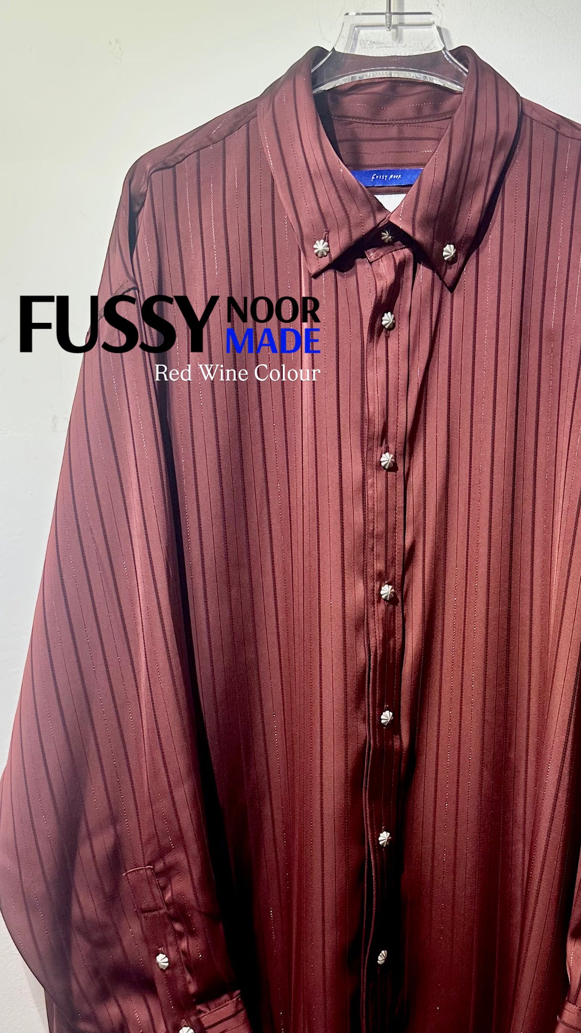 • FUSSY MADE • SILKY BLENDED VER STRIPES SHIRT