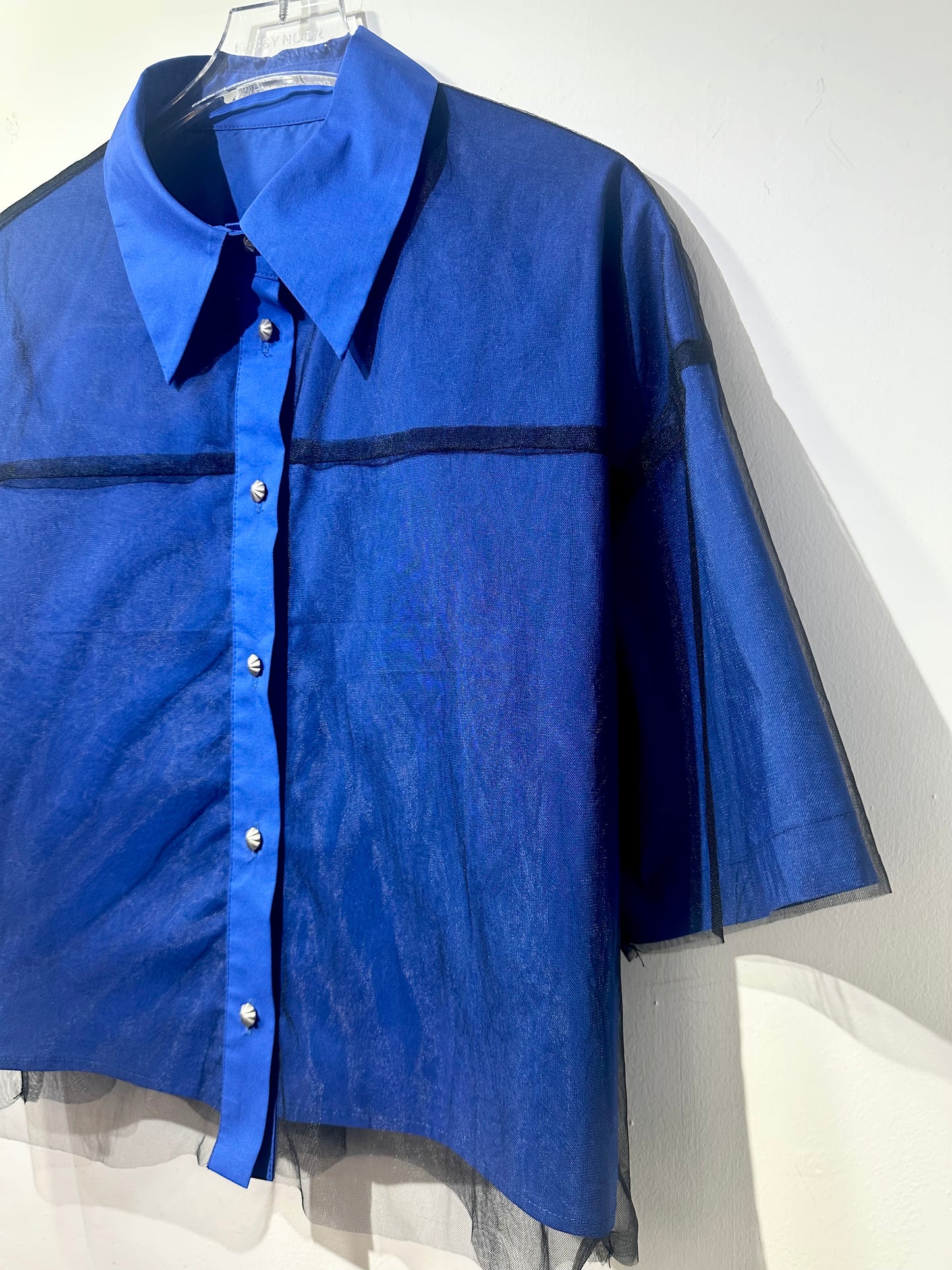 • FUSSY MADE • CHIC BLUE OVERLAY SHIRT