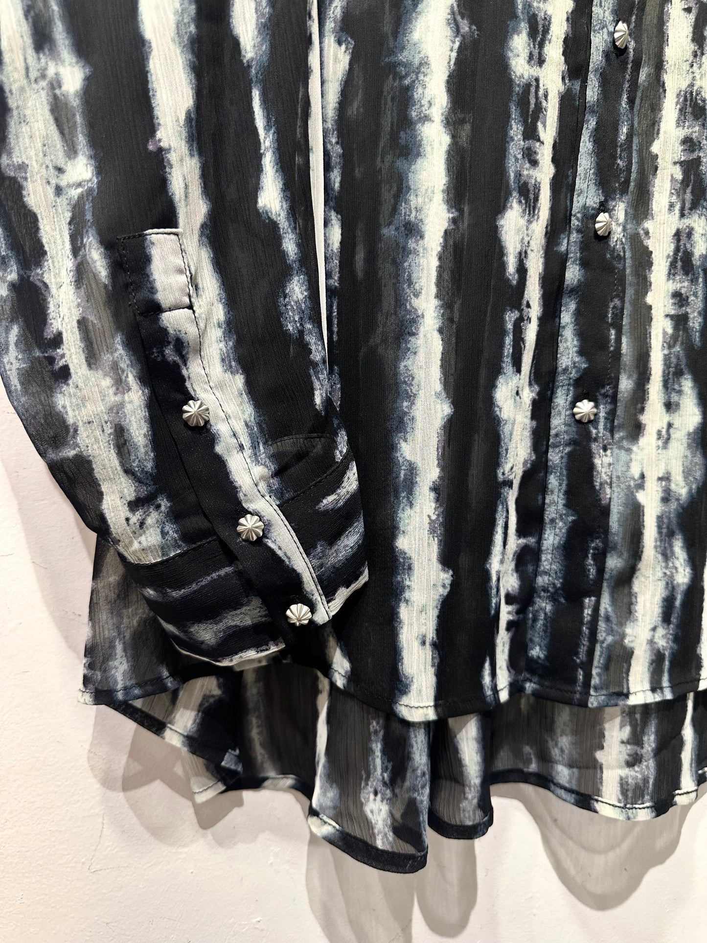 • FUSSY MADE • INK DYE PRINTED SHEER SHIRT ( LONG SLEEVES )