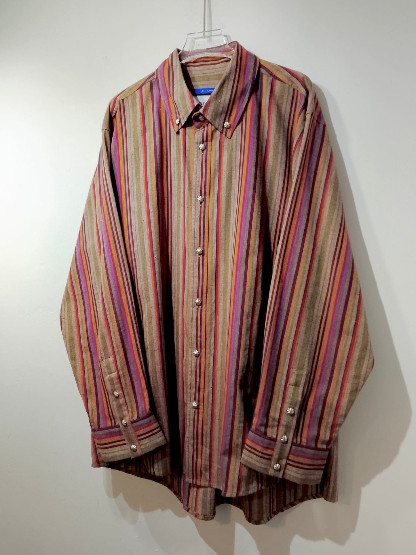 • FUSSY MADE • SPICED AMBER VERTICAL STRIPES SHIRT