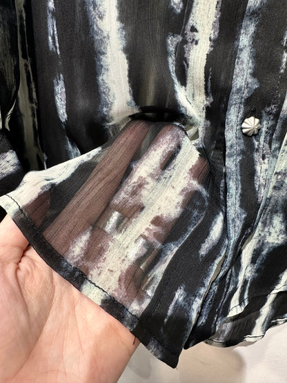 • FUSSY MADE • INK DYE PRINTED SHEER SHIRT ( LONG SLEEVES )