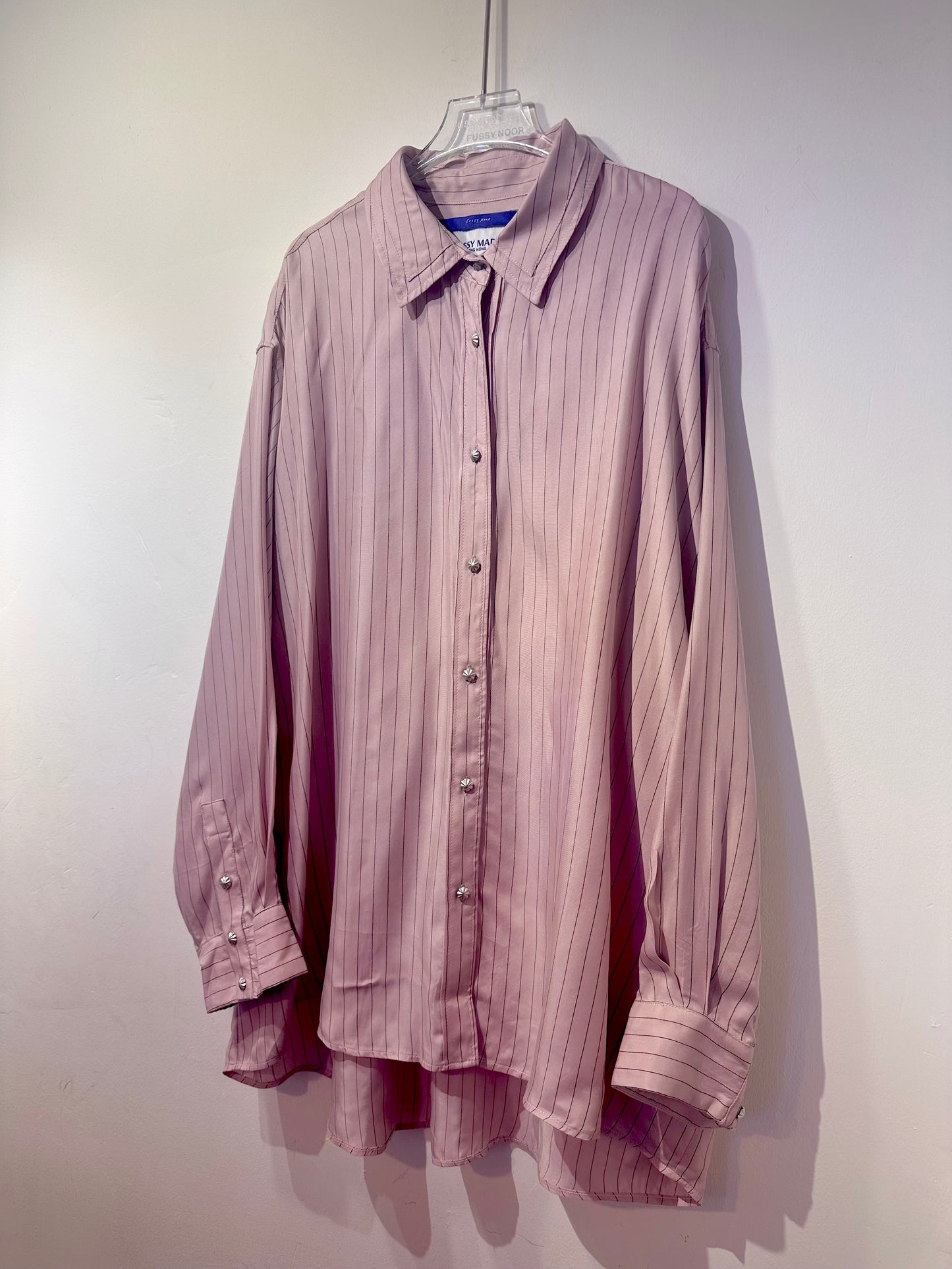 • FUSSY MADE • POWDER PINK PINSTRIPE CUPRO SHIRT
