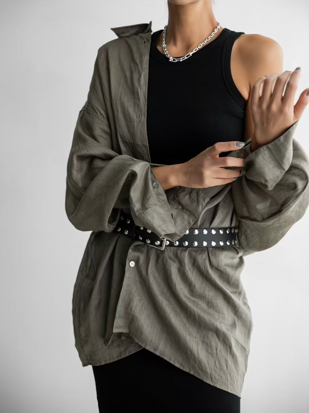 DRAPED LINEN SHIRT