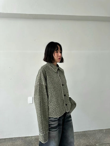 LEOPARD CROP JACKET