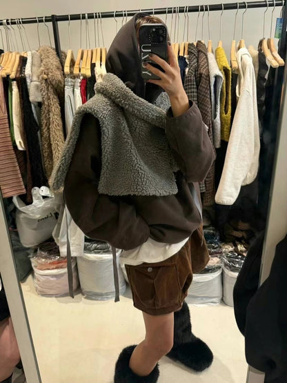 FLUFFY COLLARED SHAWL