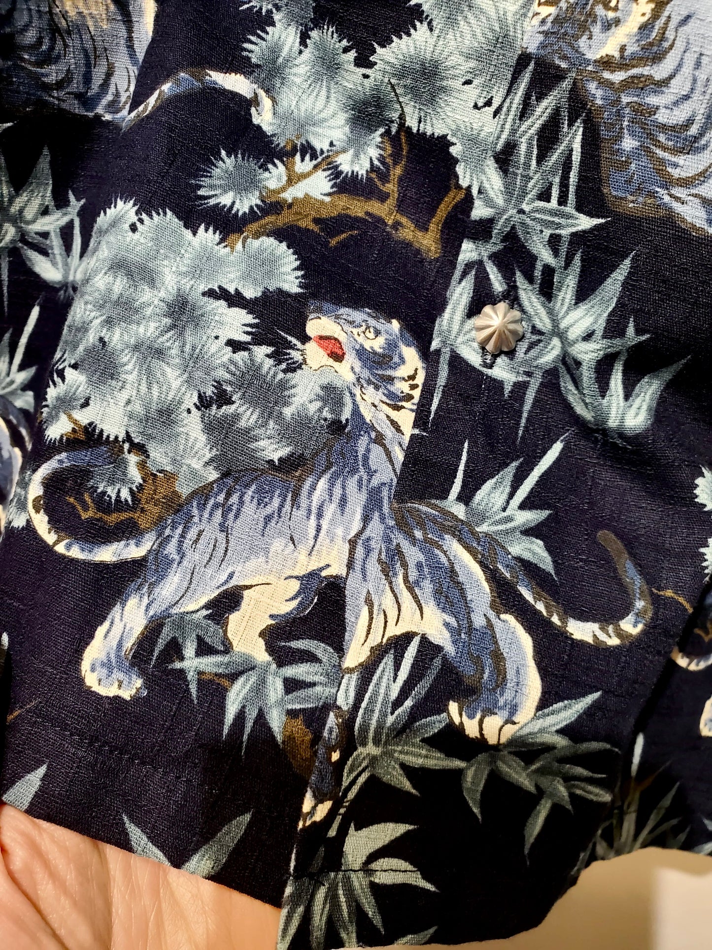 • FUSSY MADE • DEEP NAVY TIGER JAPANESE SHIRT