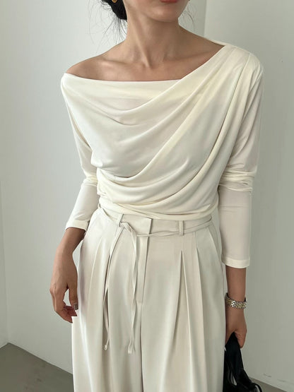 !!!EARLYBIRD SPECIAL OFFER until Sunday!!! DRAPED COLLARED LONG SLEEVES TOP