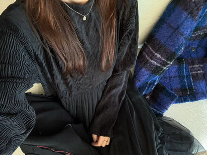 BLACK SMOCKED TULLE DRESS