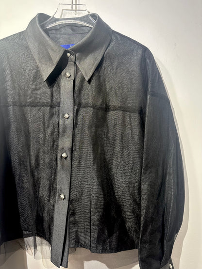 • FUSSY MADE • RAVEN MESH LAYERING CROP SHIRT