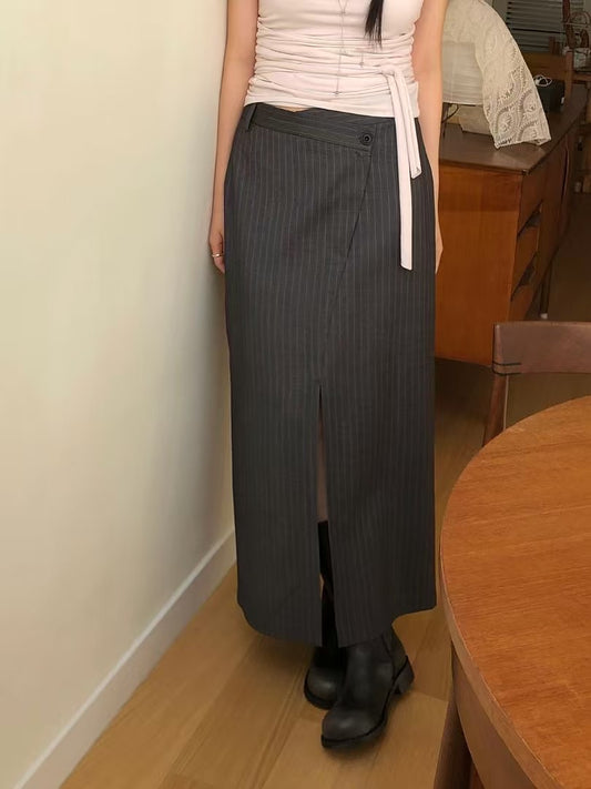 CROSS FLAP PINSTRIPES SKIRT
