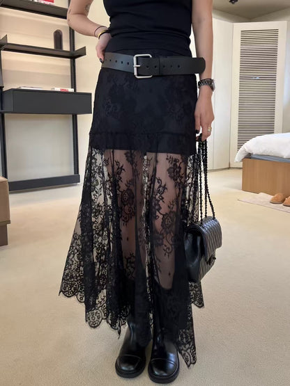 COTTON X LACE SKIRT -2 COLOURS