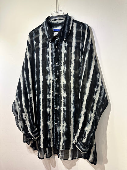 • FUSSY MADE • INK DYE PRINTED SHEER SHIRT ( LONG SLEEVES )