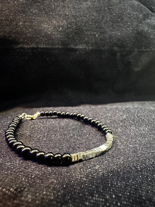 925 SQUARE ROUND BEADS BRACELET