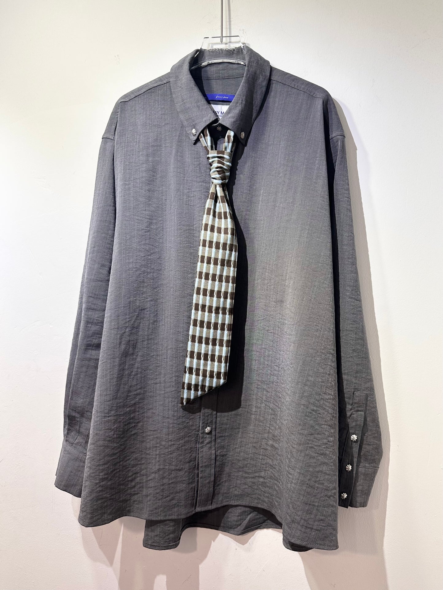 • FUSSY MADE • GRAPHITE CHAMBRAY SHIRT WITH SCARF