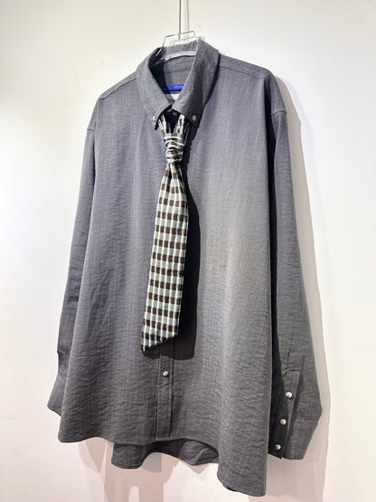 • FUSSY MADE • GRAPHITE CHAMBRAY SHIRT WITH SCARF