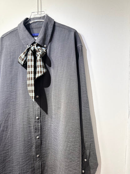 • FUSSY MADE • GRAPHITE CHAMBRAY SHIRT WITH SCARF