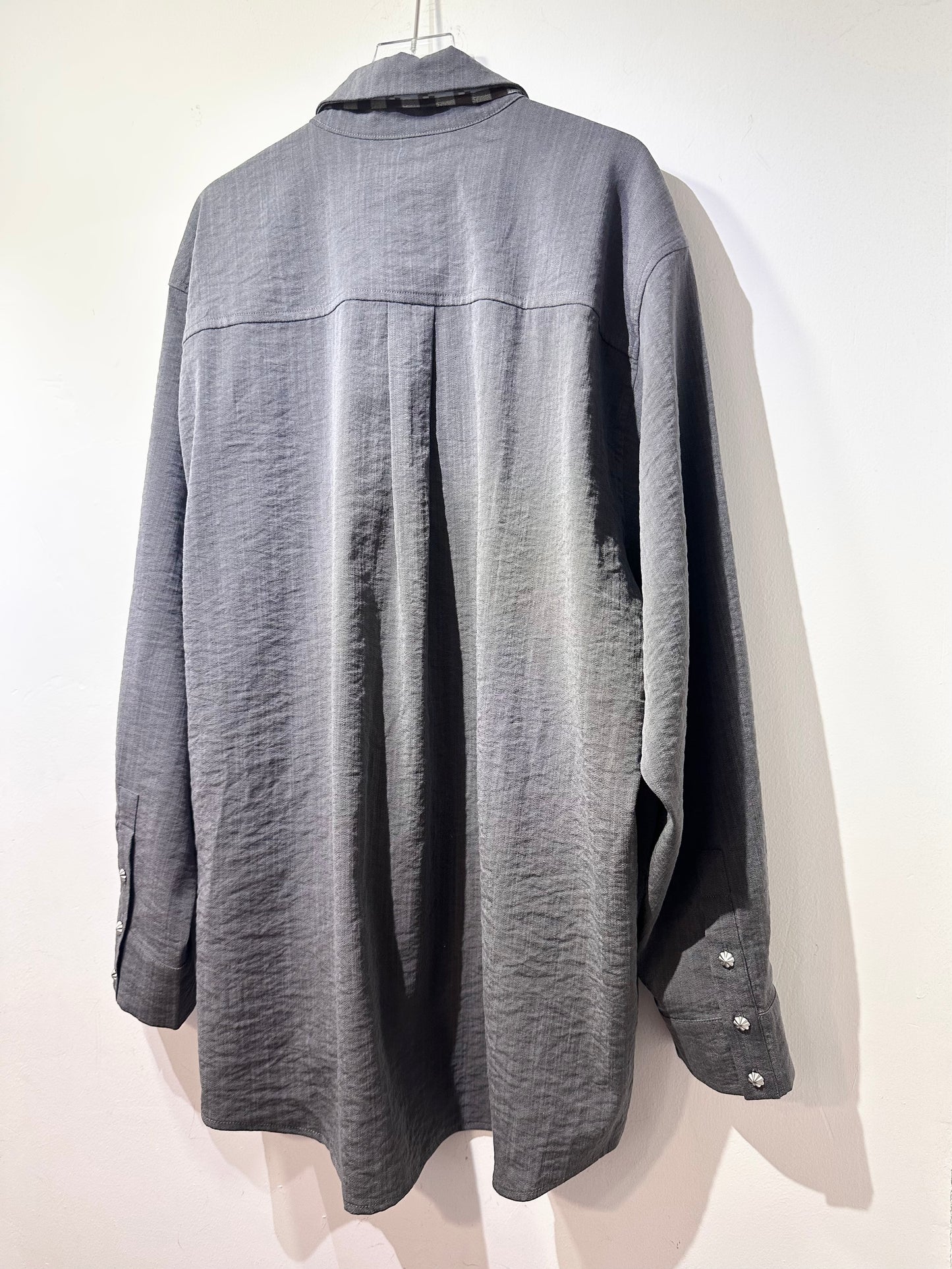 • FUSSY MADE • GRAPHITE CHAMBRAY SHIRT WITH SCARF