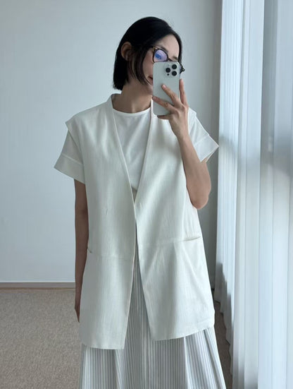 BREEZY LINEN BLAZER VEST