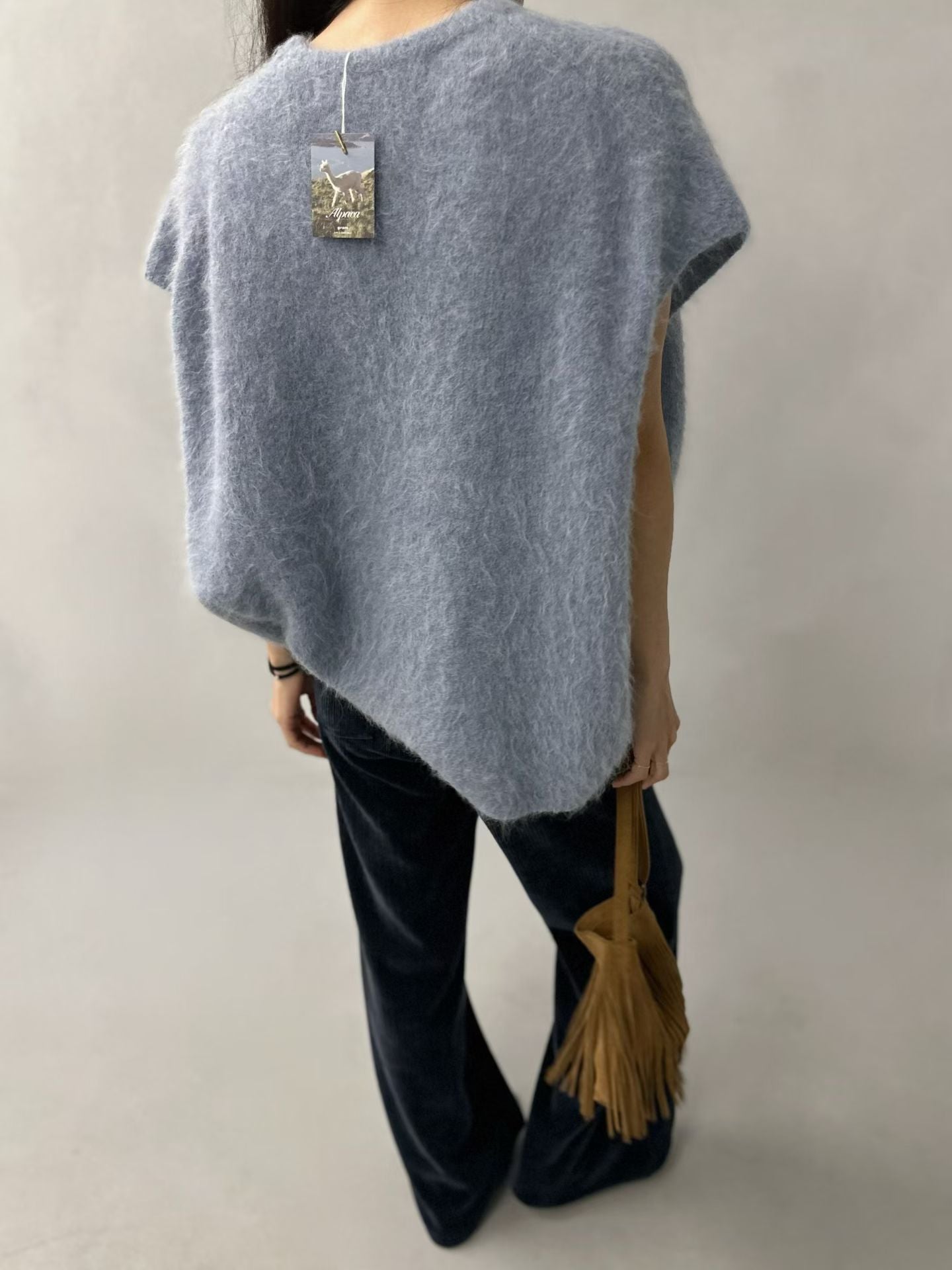 FLUFFY ALPACA CAP-SLEEVE KNIT