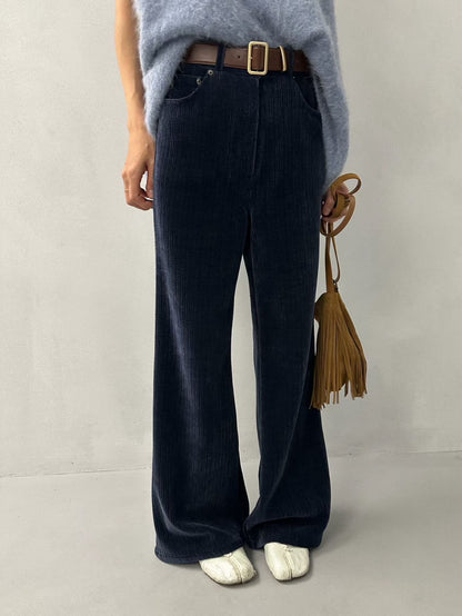 WIDE-LEG CORDUROY FLARED PANTS