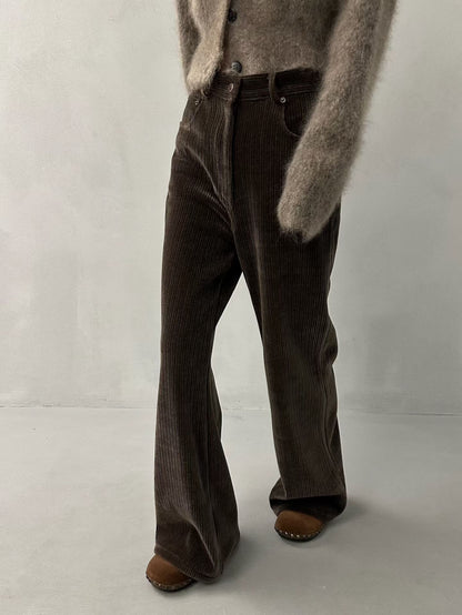 WIDE-LEG CORDUROY FLARED PANTS