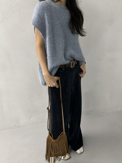 FLUFFY ALPACA CAP-SLEEVE KNIT