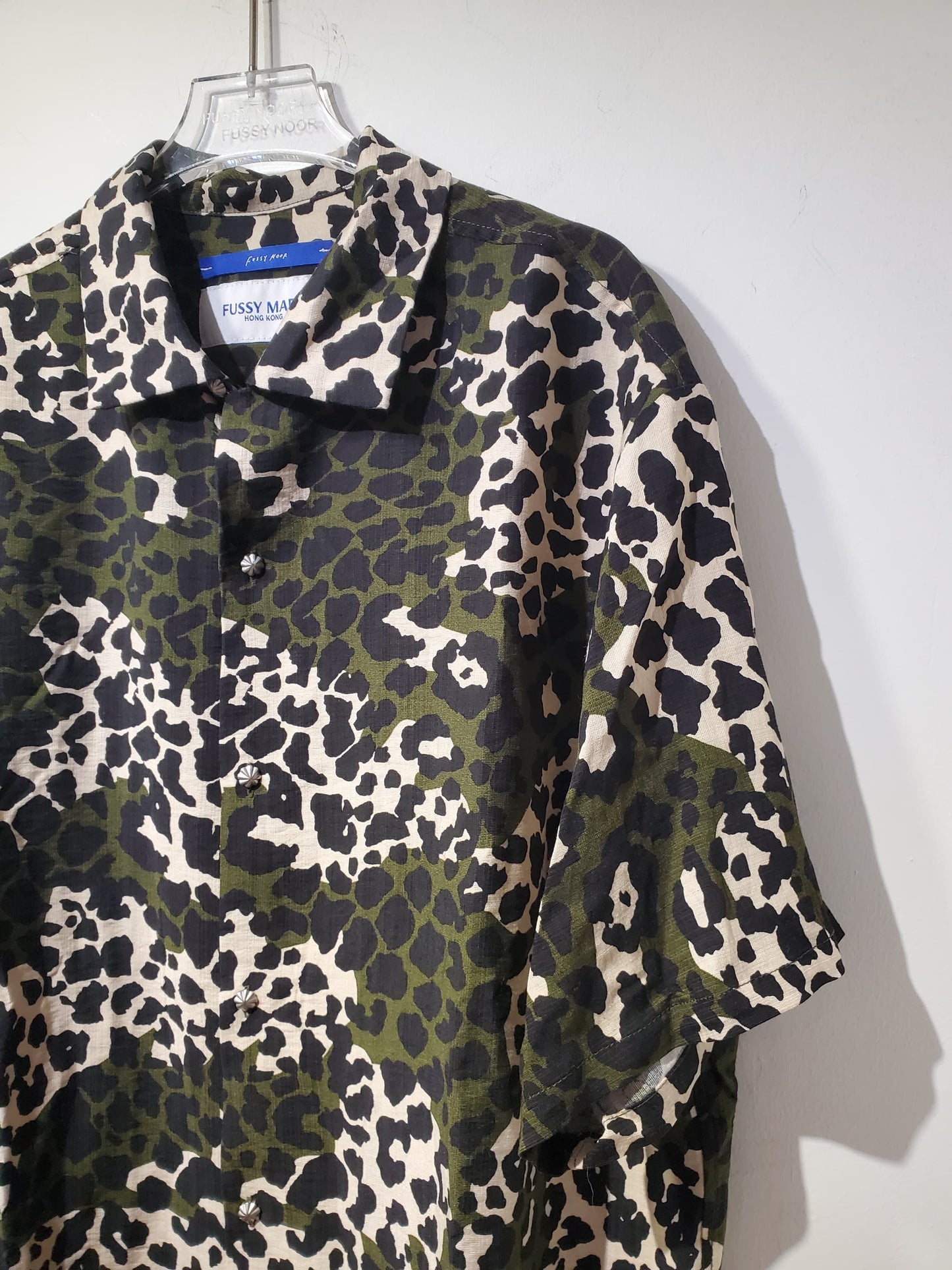 • FUSSY MADE • JUNGLE GREEN LEOPARD CAMO SHIRT