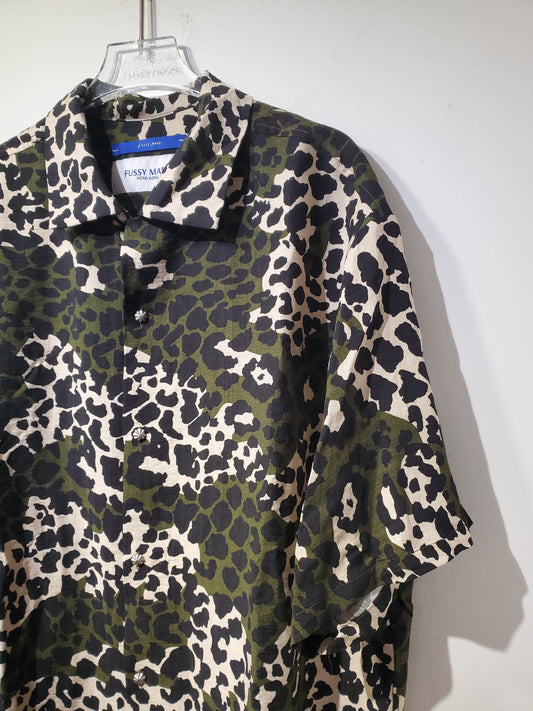 • FUSSY MADE • JUNGLE GREEN LEOPARD CAMO SHIRT