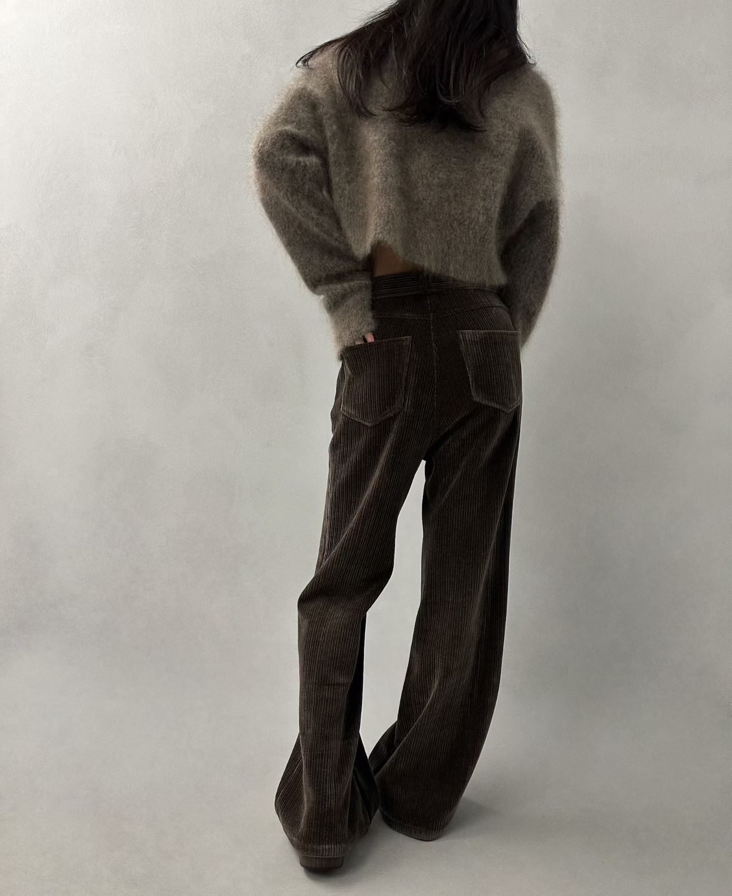 WIDE-LEG CORDUROY FLARED PANTS
