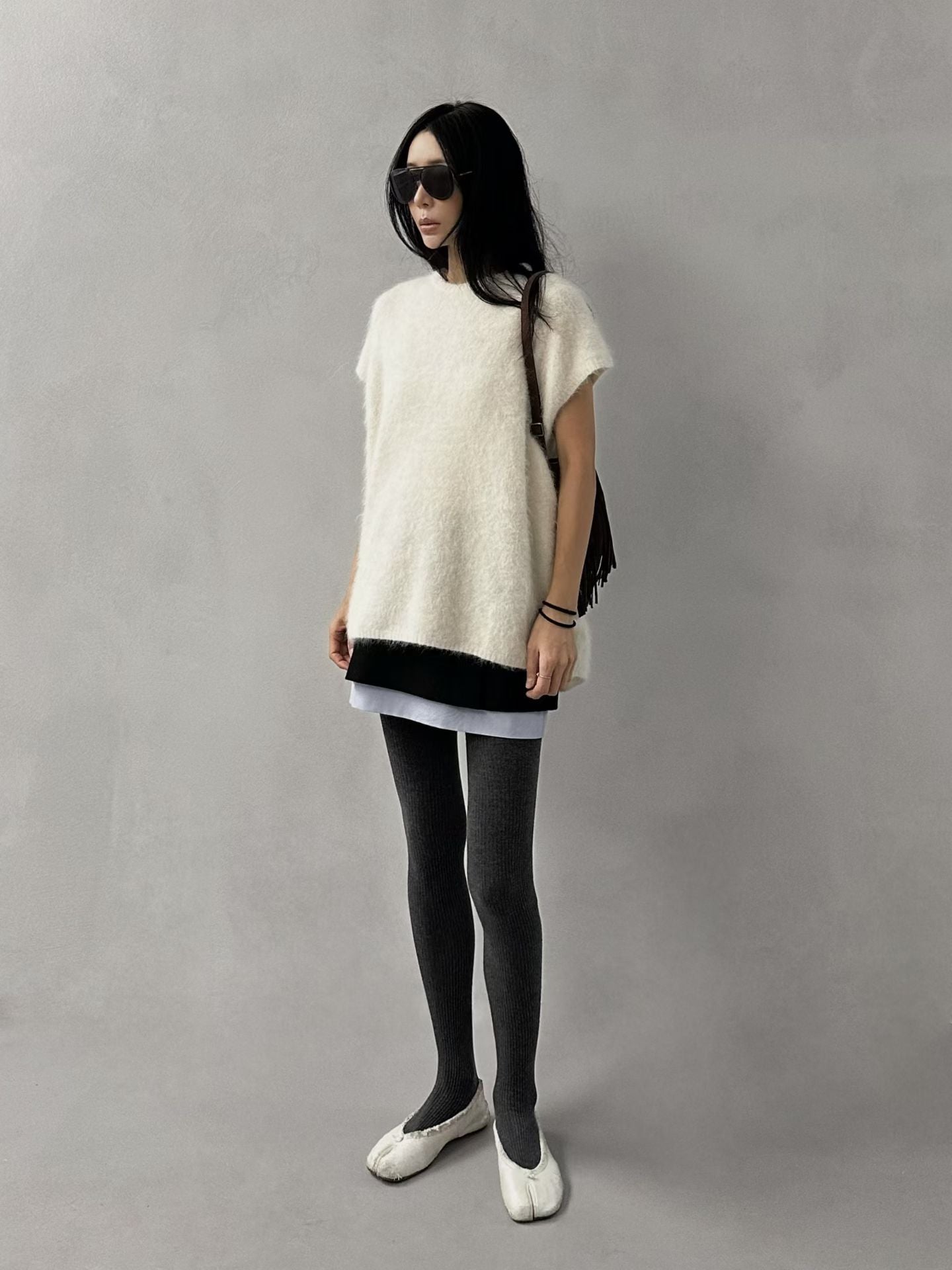 FLUFFY ALPACA CAP-SLEEVE KNIT