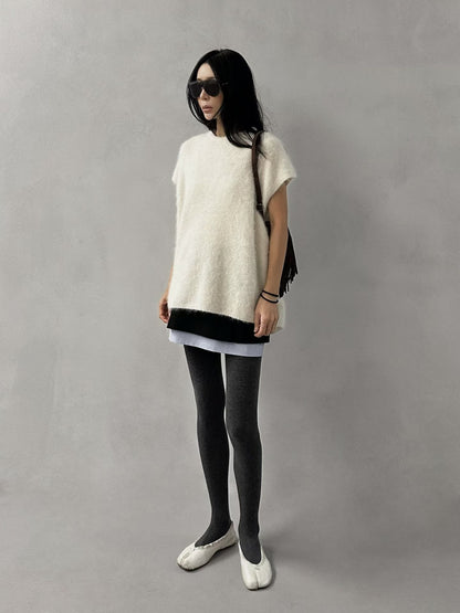 FLUFFY ALPACA CAP-SLEEVE KNIT