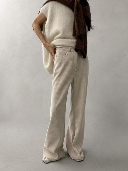 WIDE-LEG CORDUROY FLARED PANTS