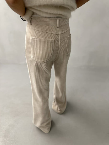 WIDE-LEG CORDUROY FLARED PANTS