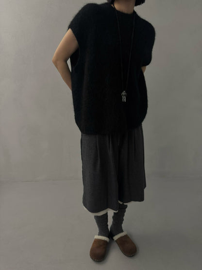 FLUFFY ALPACA CAP-SLEEVE KNIT