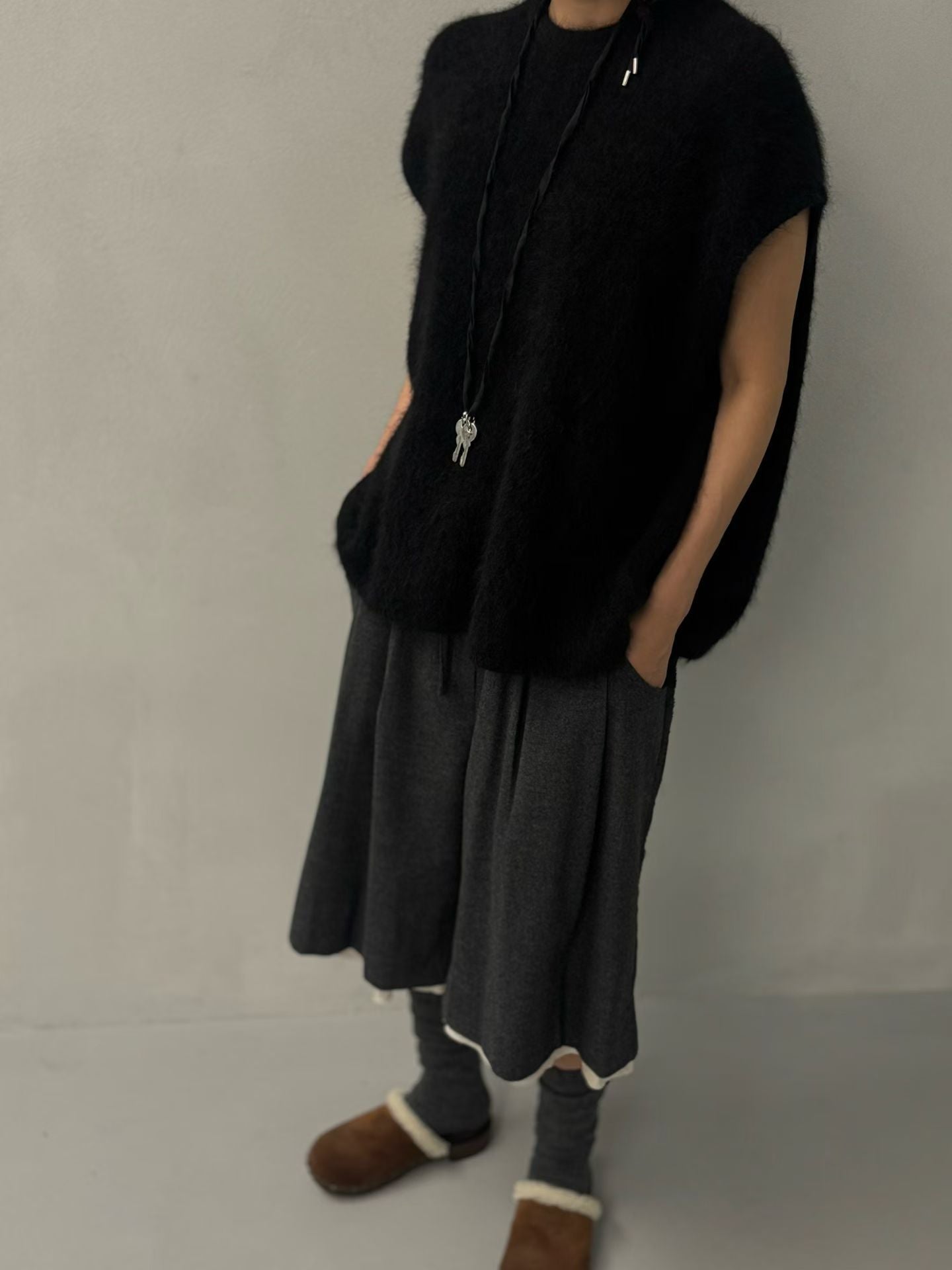 FLUFFY ALPACA CAP-SLEEVE KNIT