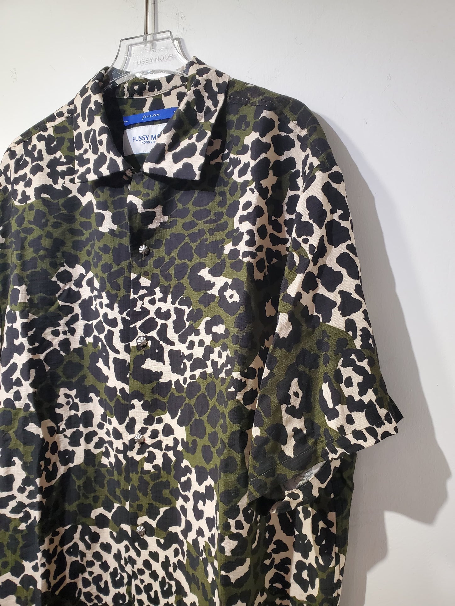 • FUSSY MADE • JUNGLE GREEN LEOPARD CAMO SHIRT
