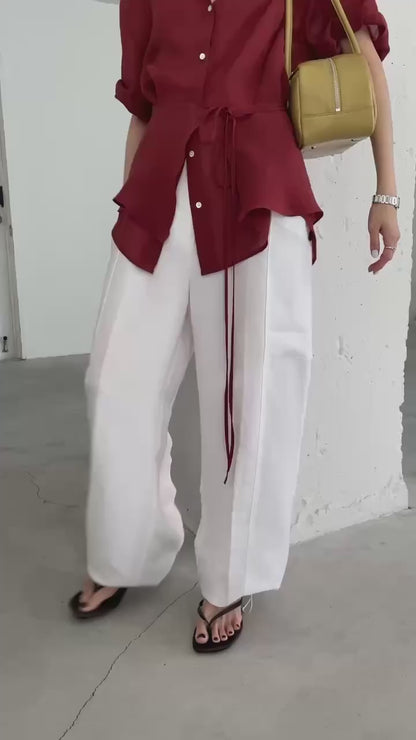 FLOWY WAIST STRAP SHIRT